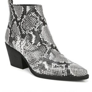 Sam Edelman Winona Snake Print Bootie in black/ white leather Sz 6 Glam